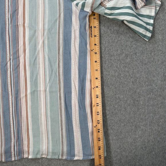 Entro Striped Bell Sleeve Blouse Women's Medium Top Green - Picture 6 of 10